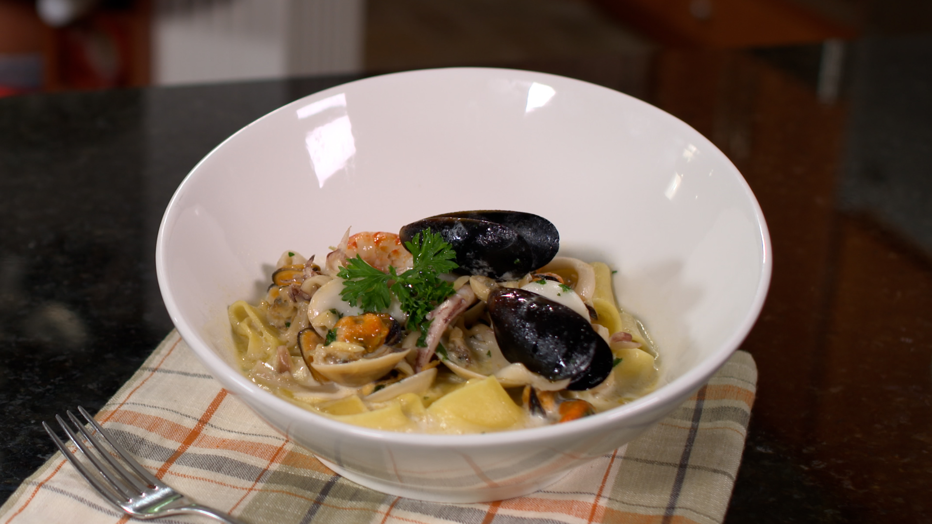 Creamy Seafood with Pappardelle