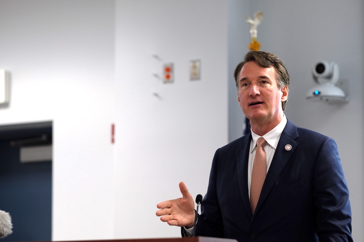 Gov. Glenn Youngkin advocated for Virginians to “have a plan, make a kit, get insured. Learn what the policies, procedures, evacuation routes look like, so that you cannot just be prepared but you can protect.”&nbsp; (Photo: Patrick Larsen/VPM News)