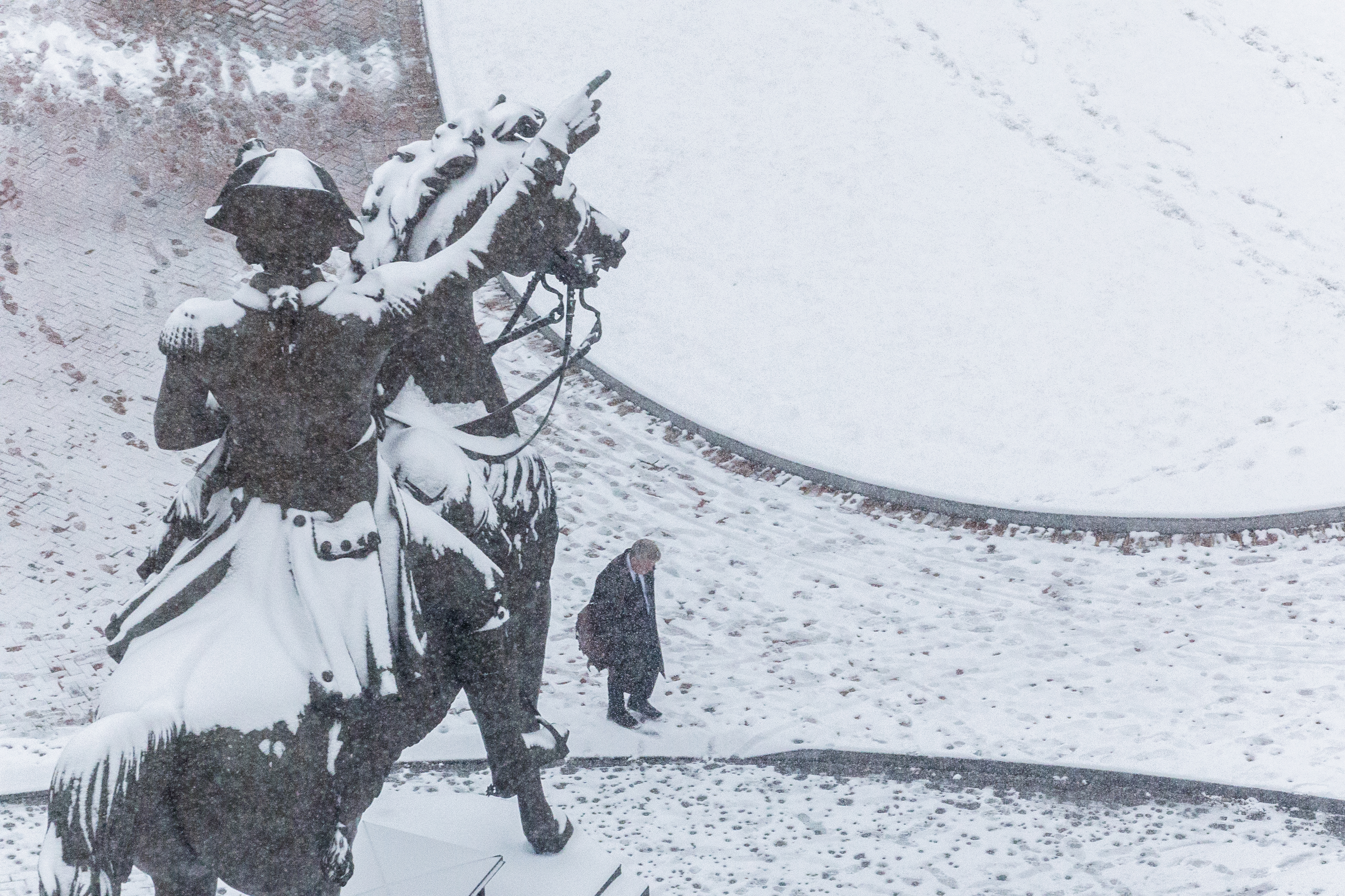 State Sen. Bill Stanley (R–Franklin County) makes his way past the statue of George Washington following a General Assembly session on Wednesday, February 19, 2025 at the Virginia State Capitol in Richmond.