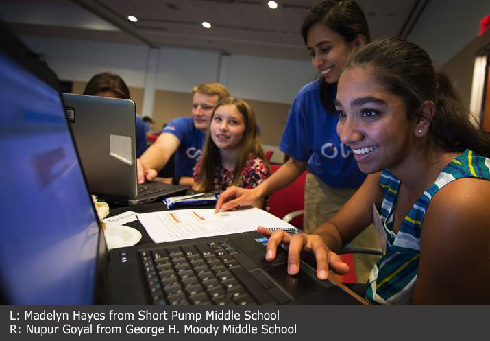 Techsters: Girls Learn to Code at Mini-Hackathon 1 girls coding at computers