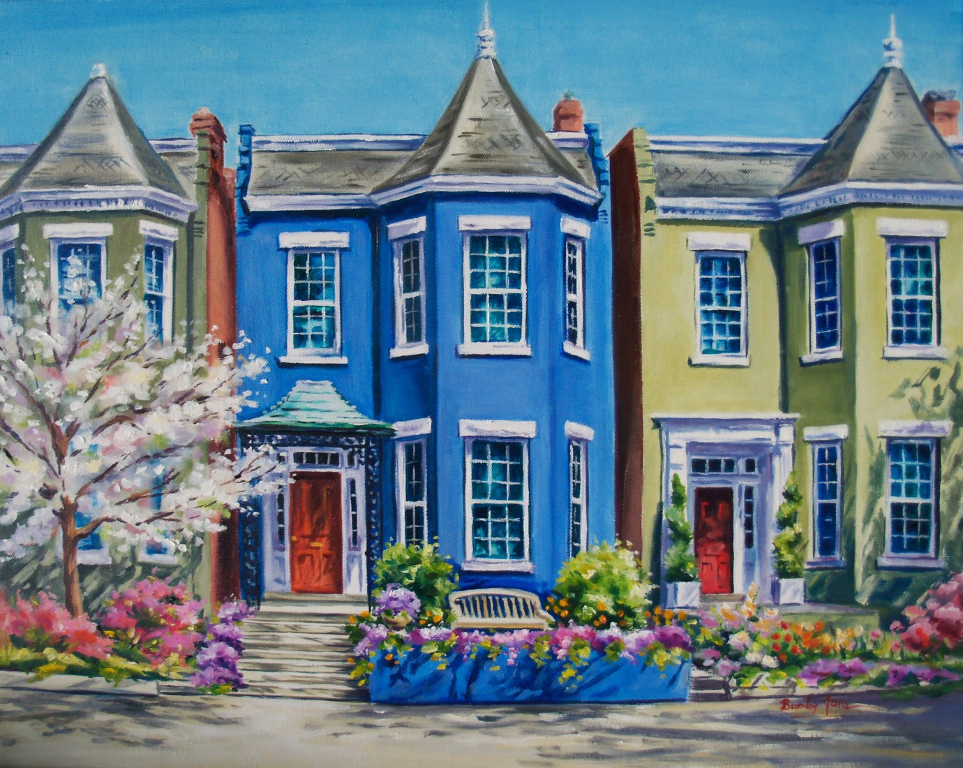 Blue House in Spring&nbsp;by Beverly James