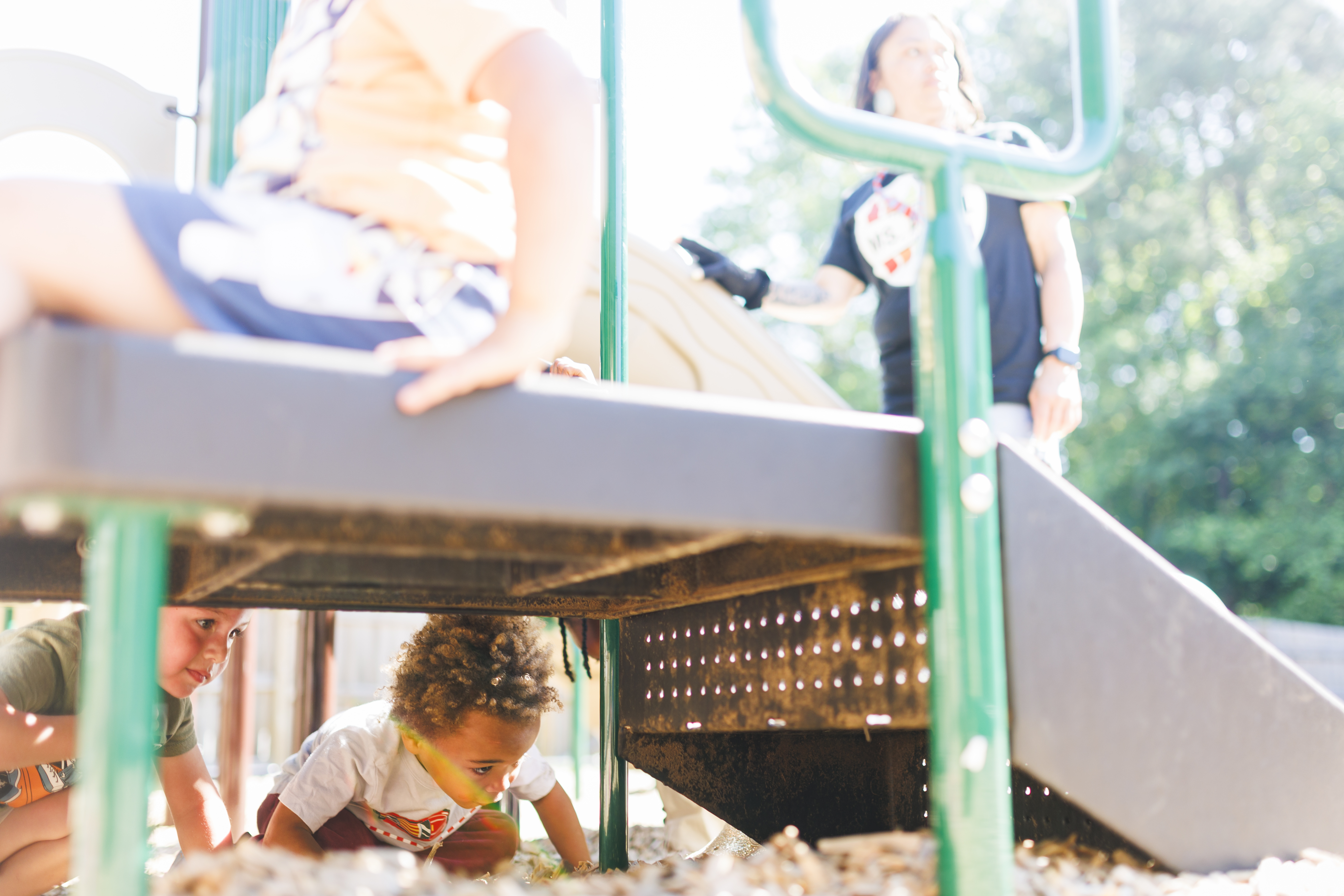 Chickahominy Nation plans child development center in Charles City County 5 Elijah looks for a frog under a playset on Tuesday, May 19, 2026 at Chickahominy's Little Arrows child care facility in Providence Forge, Virginia.