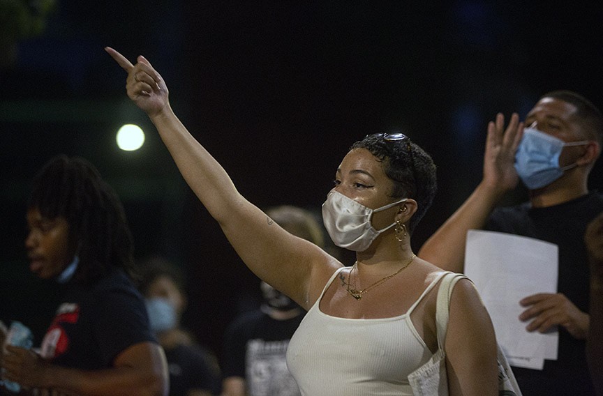 Maloney photographed at a racial justice demonstration. (Image courtesy of Taylor Maloney)