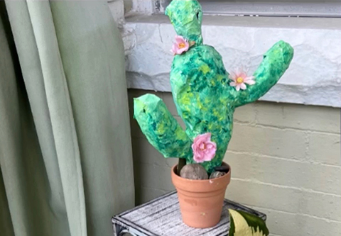 The Creative Corner: "Art and Science are BFFS" 3 papier mache cactus
