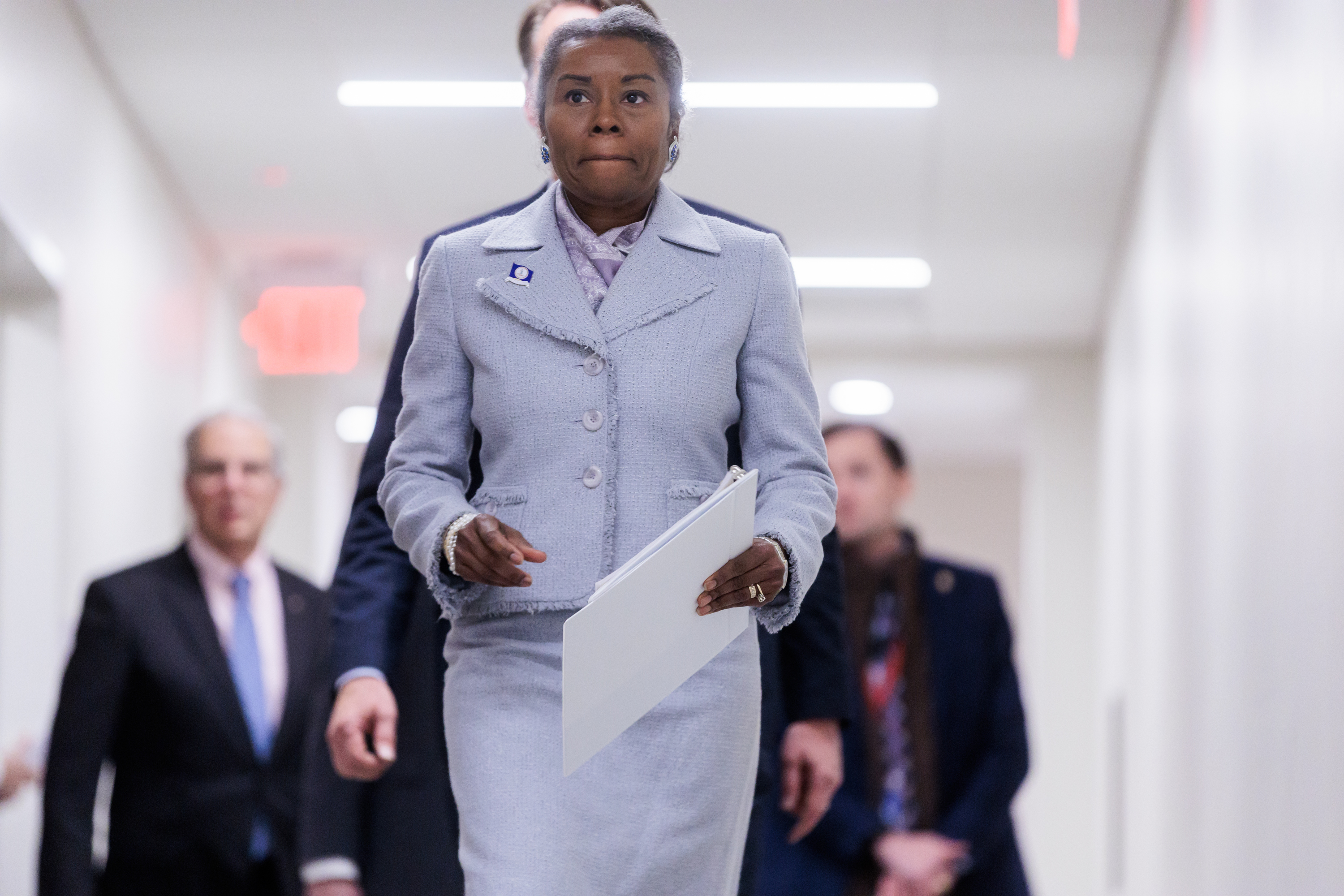 Lt. Gov. Winsome Earle-Sears arrives for a press conference on Tuesday, January 21, 2025 at the Capitol.