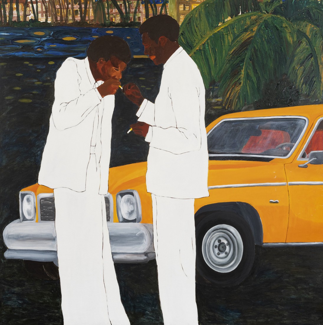 Two Men Having a Smoke, by Gideon Appah, 2020-2021. Courtesy of the artist and Mitchell-Innes &amp; Nash, New York. Photo Credit: Adam Reich.&nbsp;(Image used with permission.)