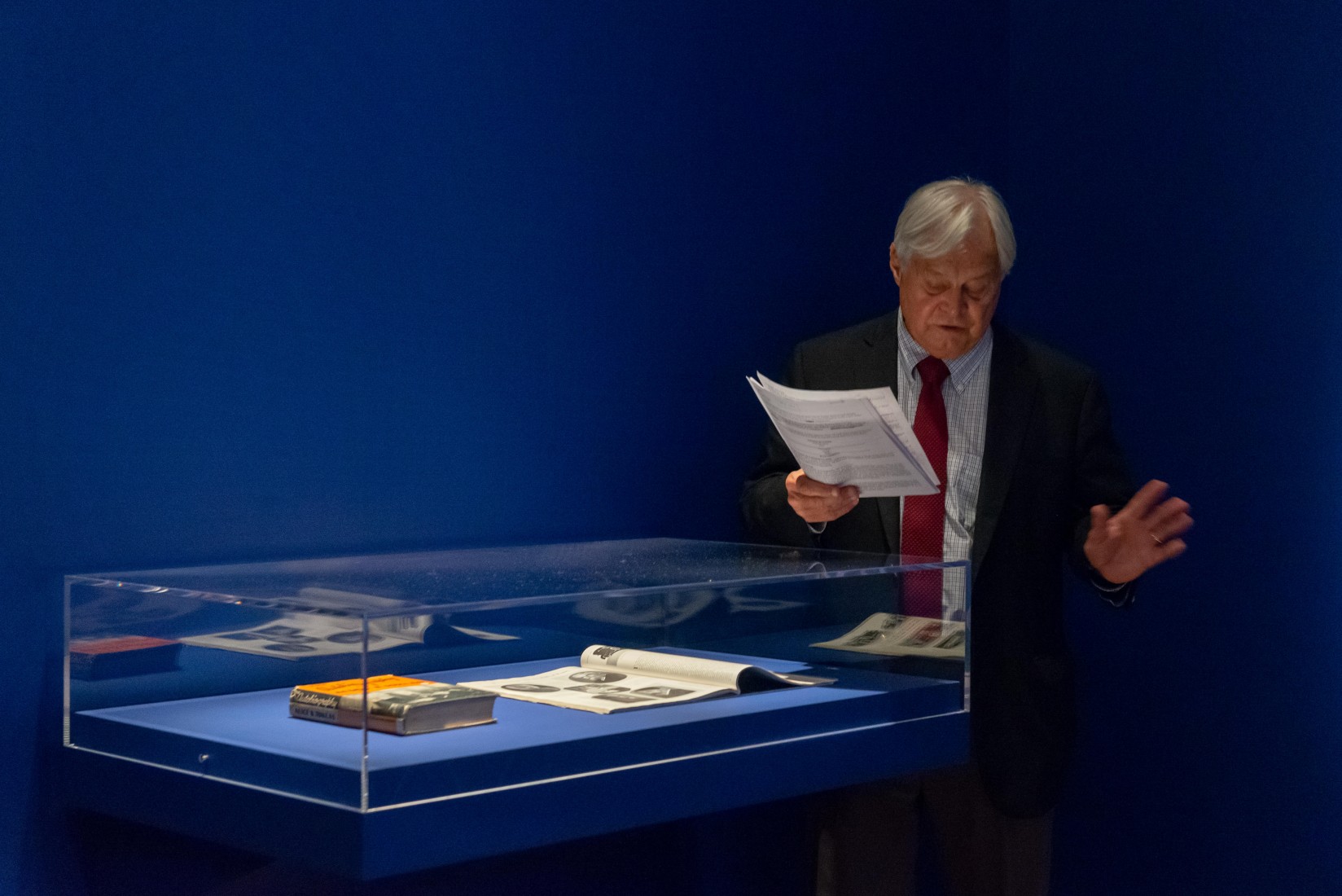 Ron Smith, former poet laureate of Virginia, in the exhibition&nbsp;Man Ray: The Paris Years. (Image used with the permission of the VMFA)