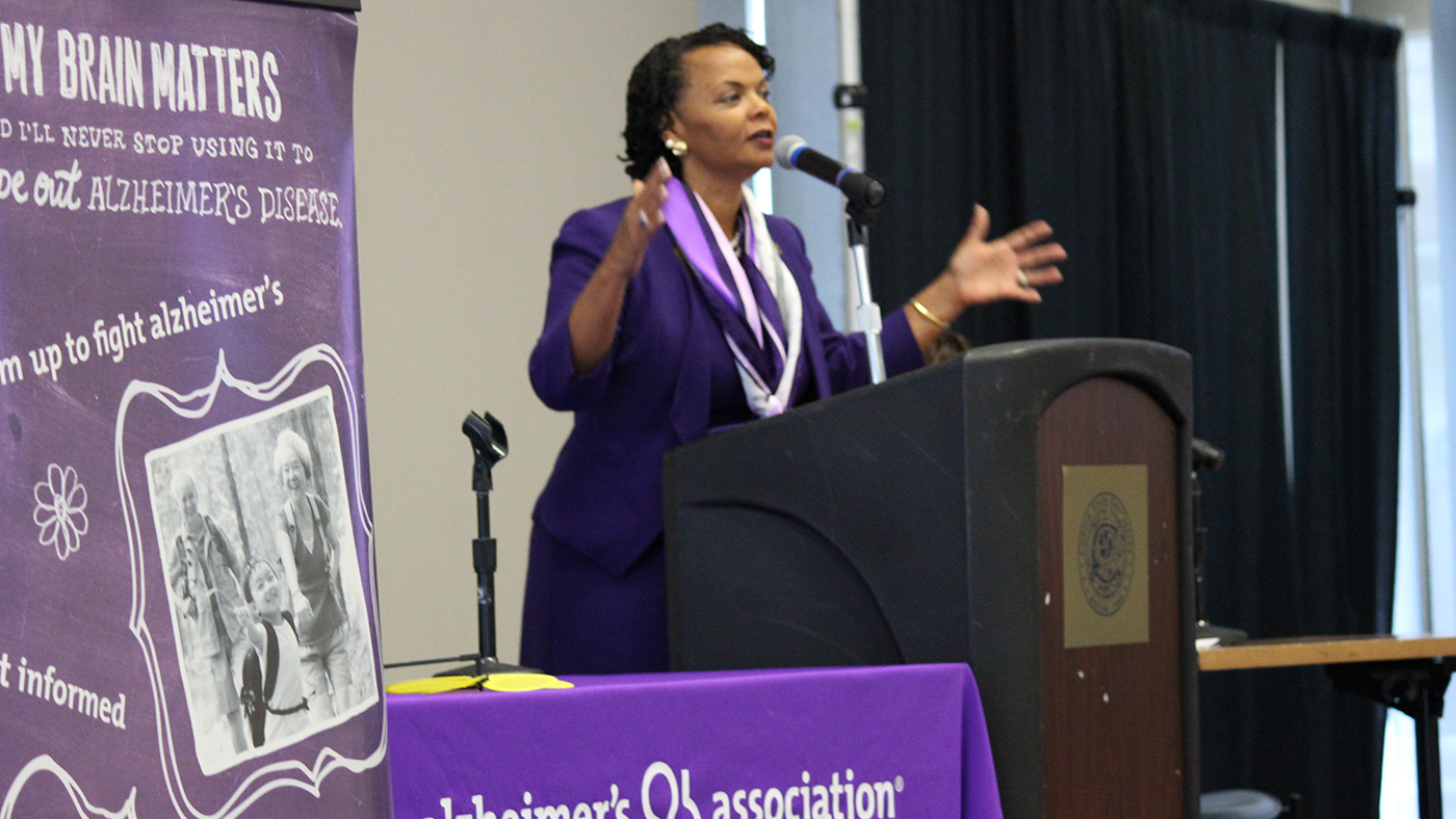Alzheimer's Association Committed to Health Equity for All Communities 2 Former Maryland Senator Verna L. Jones-Rodwell provides remarks during the Pythias A. and Virginia I. Jones African American Forum on Memory Loss, an event named and held annually in her parents' honor.