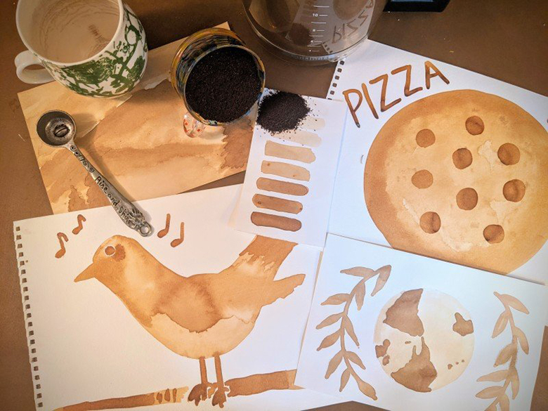 The Creative Corner: "There's No Earth without Art!" 1 creative corner episode 1 activity coffee painting